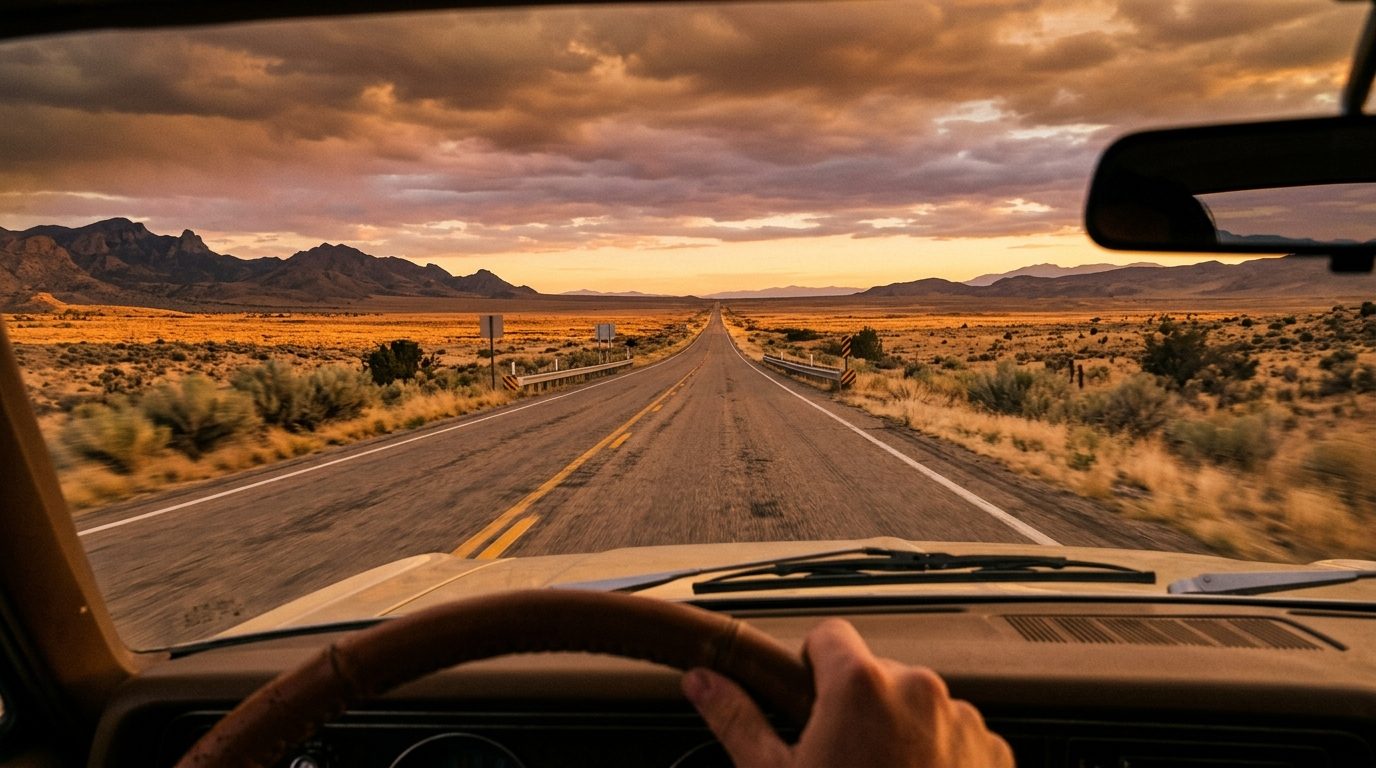 Open road through the American landscape